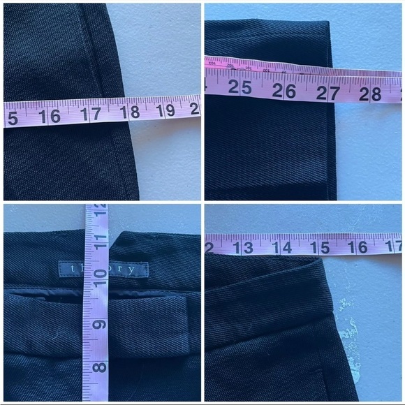 Theory Black Wool Blend Mid Rise Dress Pant Trouser 90771213 Straight Leg 6 Crop - Picture 3 of 9